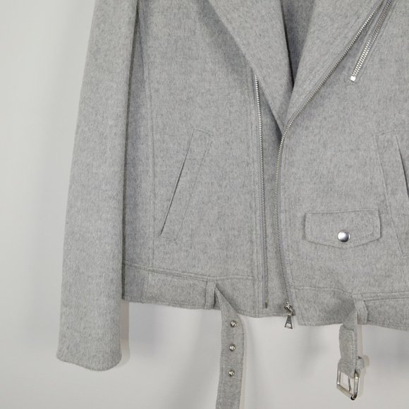 Theory Wool Cashmere Grey Tralsmin Moto Biker Jacket Size P/XS - Picture 10 of 13